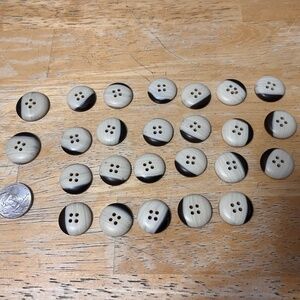 Vintage Sewing Buttons Tan with Dark Brown Line Lot of 25